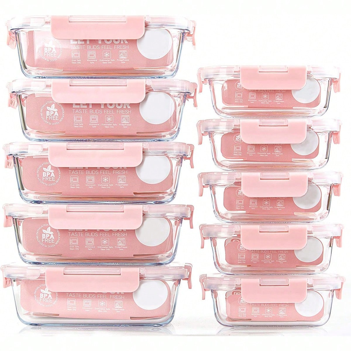 Meal Prep Glass - Confezione da 10 contenitori in vetro